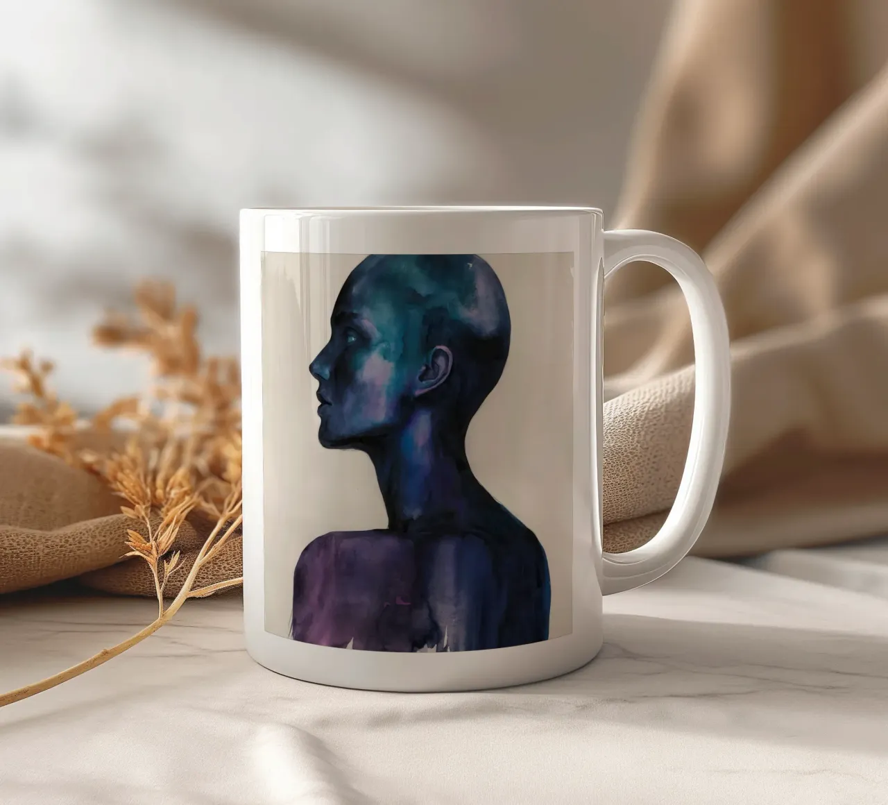 Silhouette acquerello indaco tazza in ceramica da Katarsis Mann