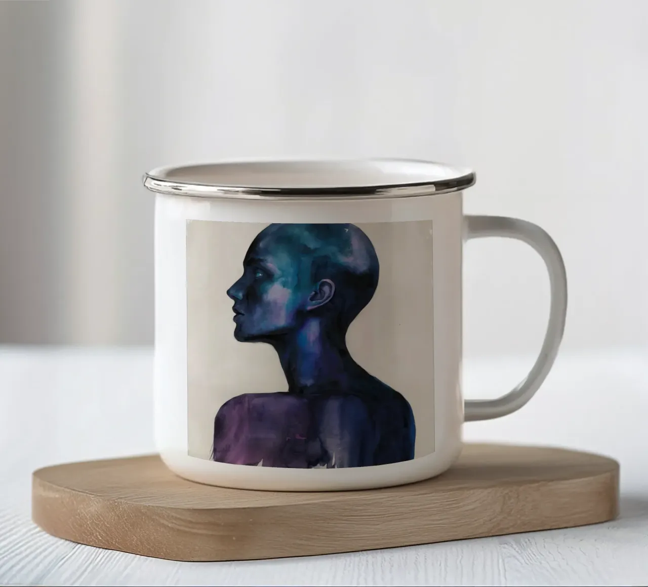 Silhouette acquerello indaco tazza in smalto da Katarsis Mann