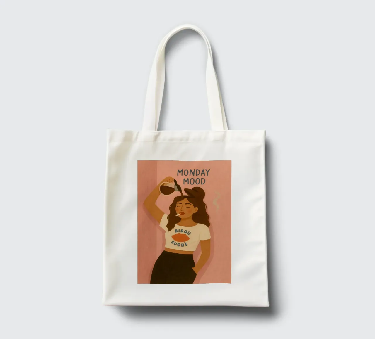 Monday Mood borsa in juta da PurePeachStudio