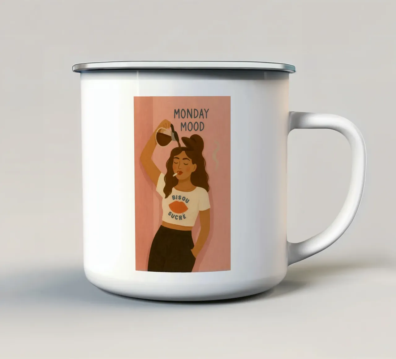 Monday Mood emaille mok van PurePeachStudio