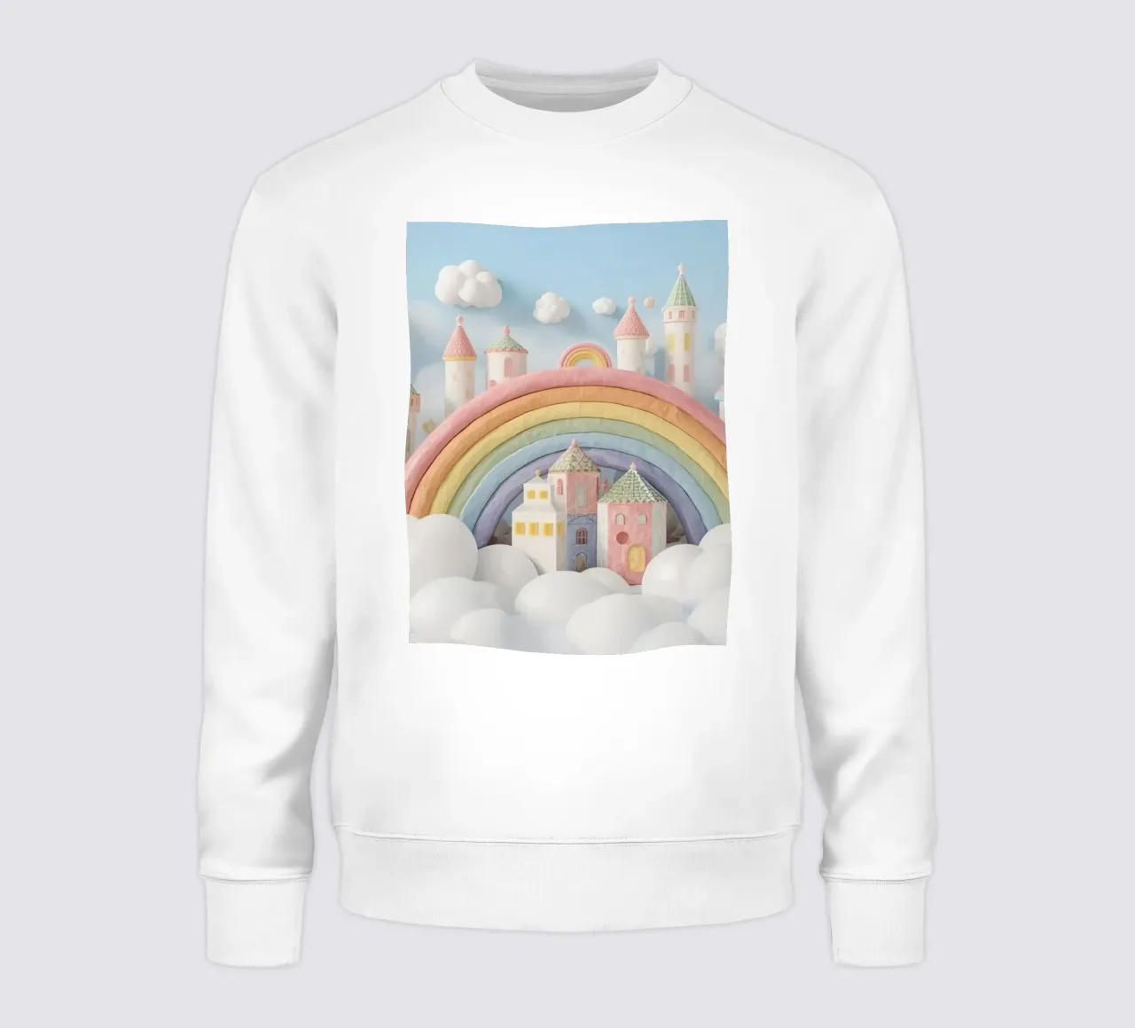 Scena di castello fantasy con arcobaleno e nuvole felpa da DesignDoodle