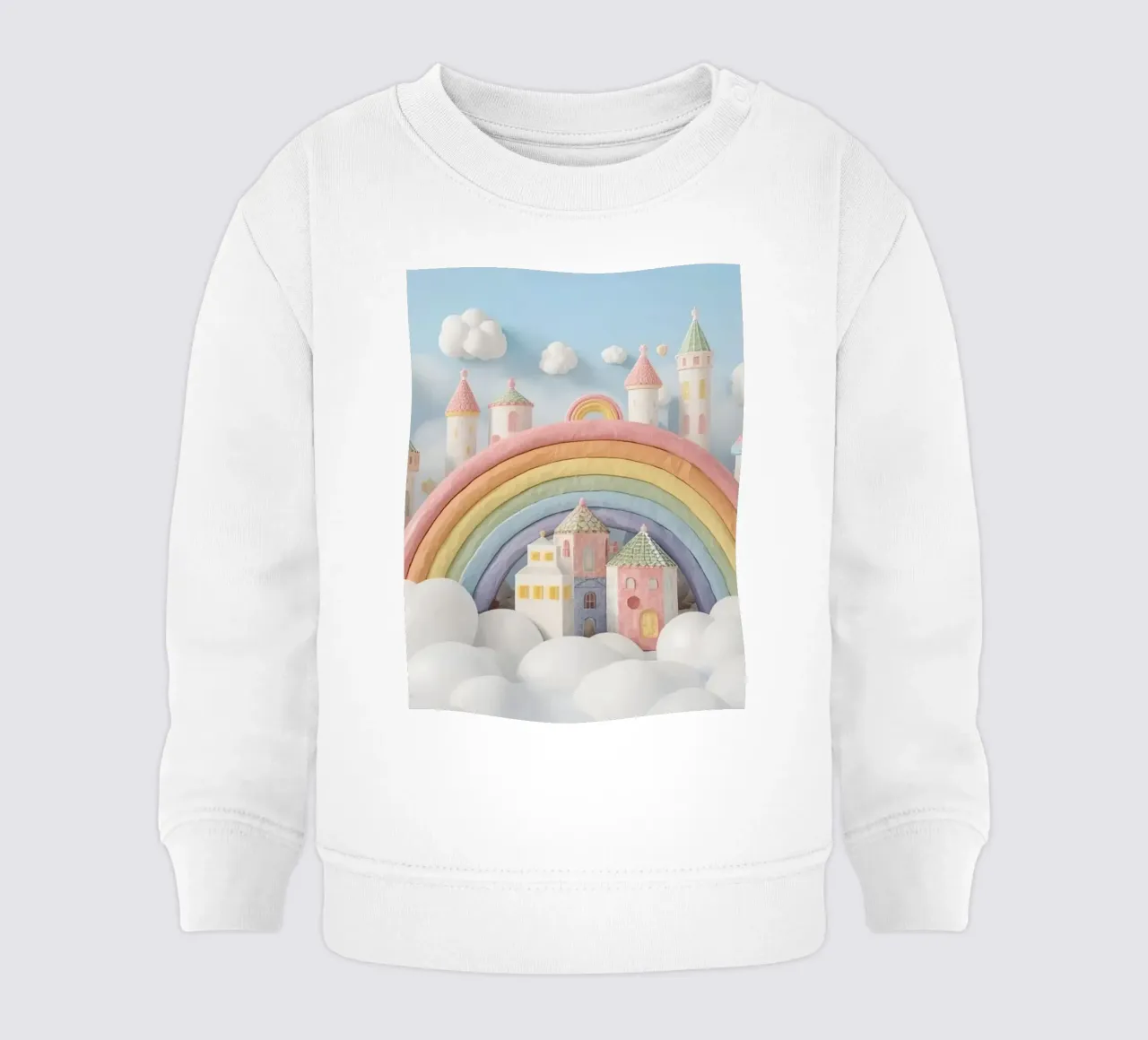 Scena di castello fantasy con arcobaleno e nuvole felpa neonato da DesignDoodle