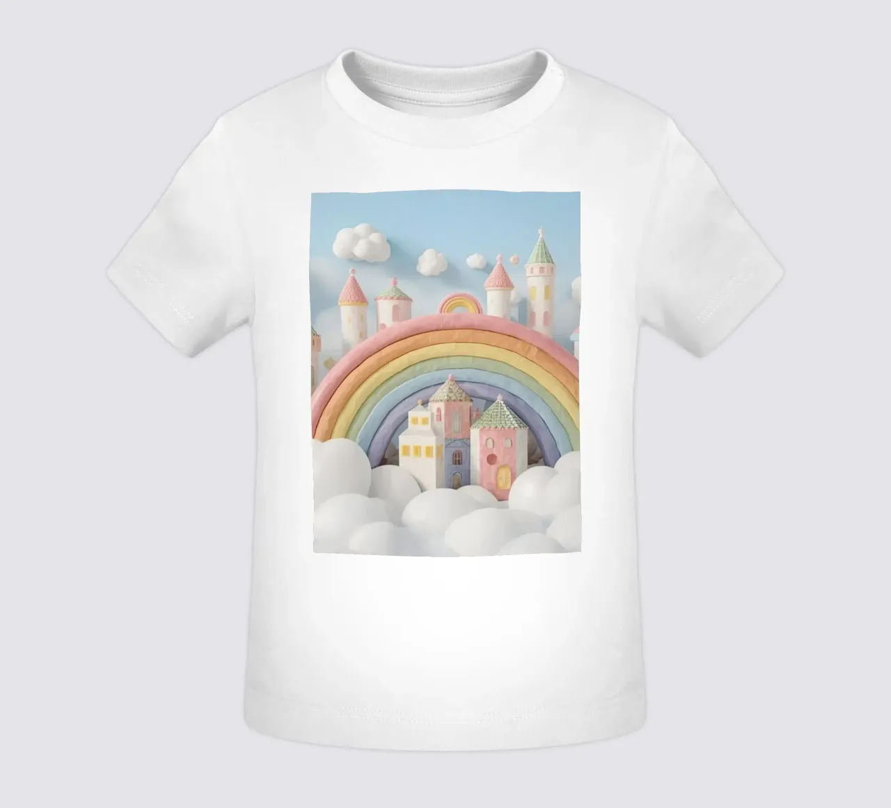Scena di castello fantasy con arcobaleno e nuvole maglietta neonato da DesignDoodle