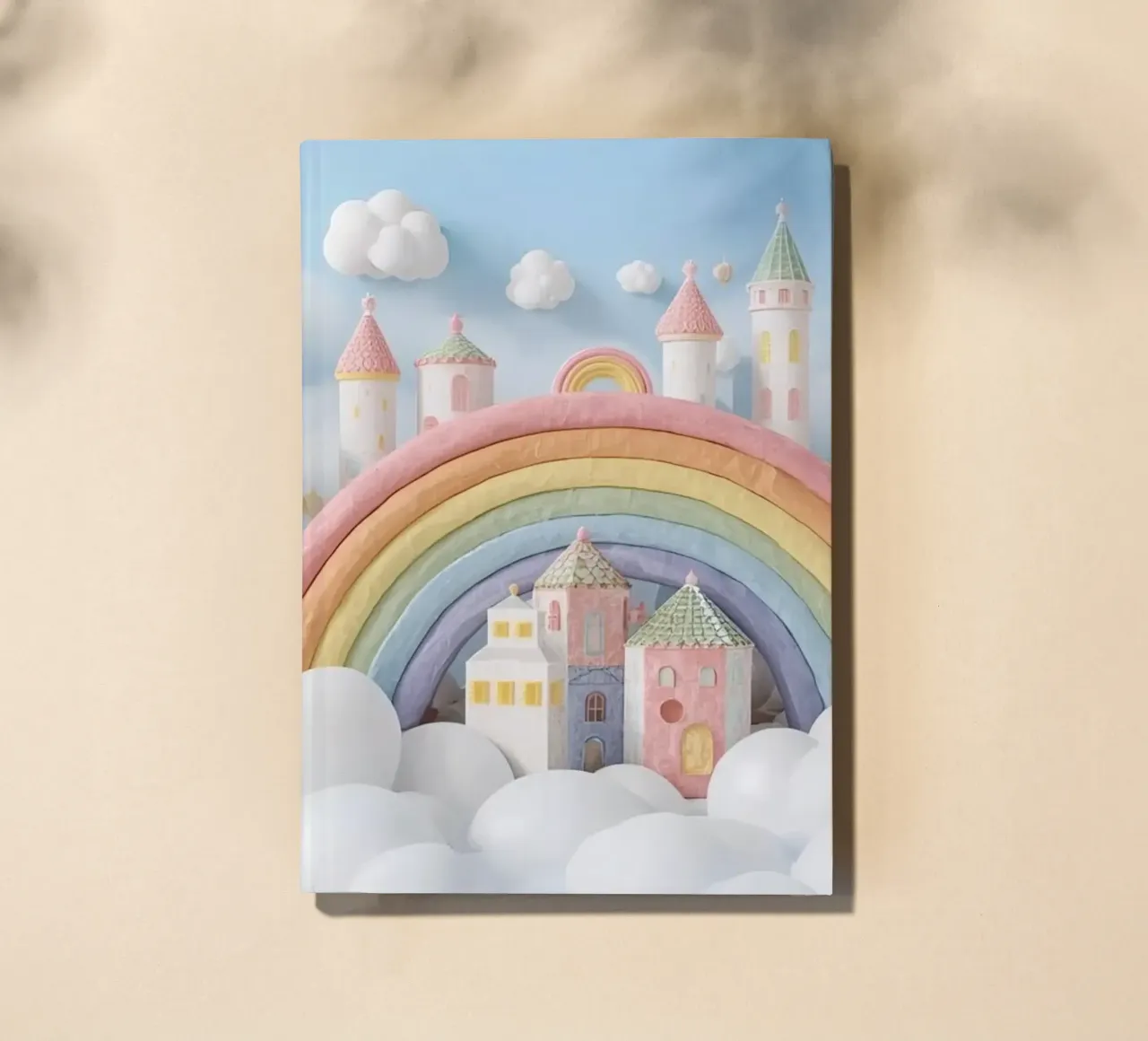 Fantasy Castle Scene with Rainbow and Clouds notebook by DesignDoodle