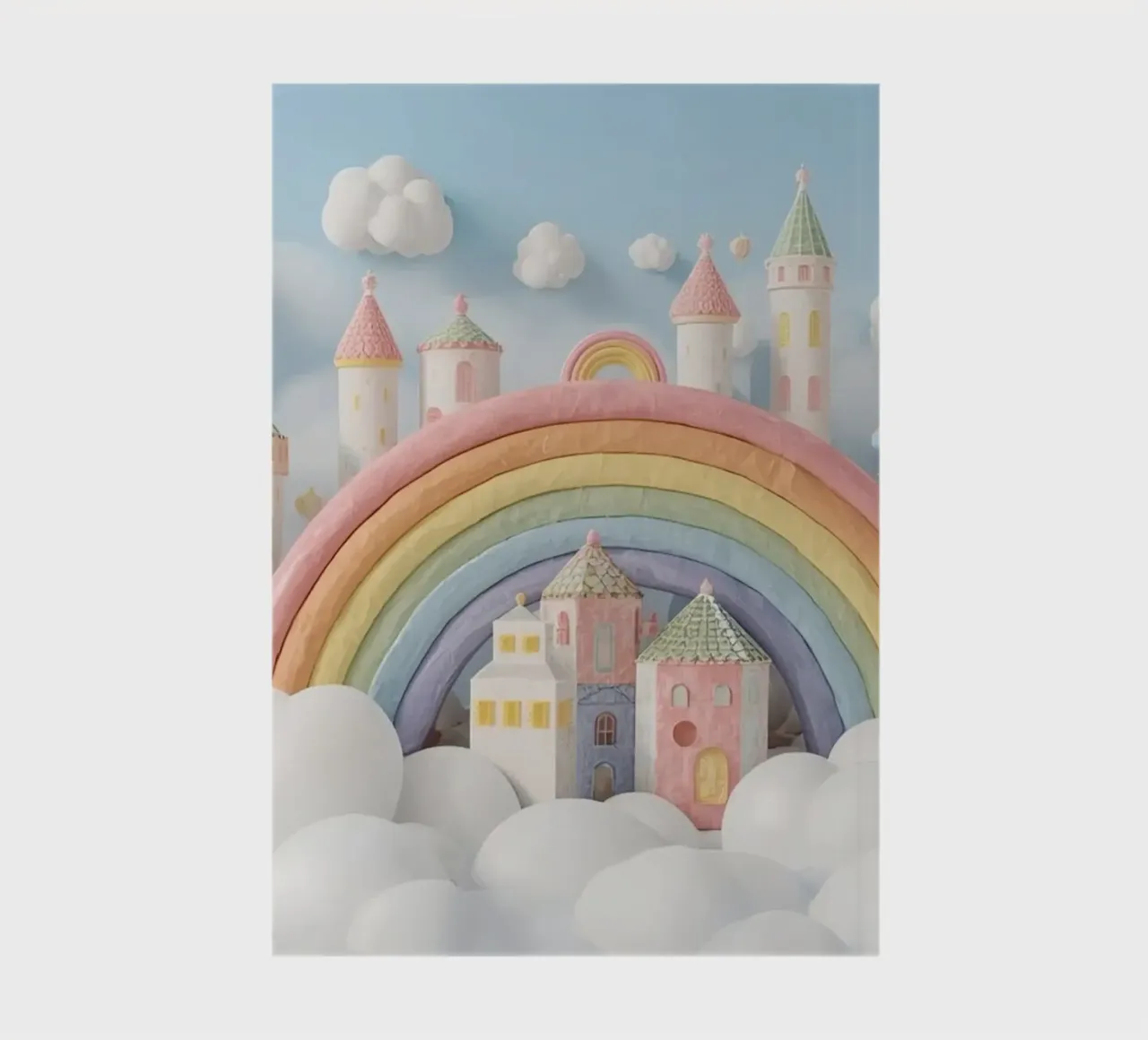 Fantasy Castle Scene with Rainbow and Clouds notebook by DesignDoodle