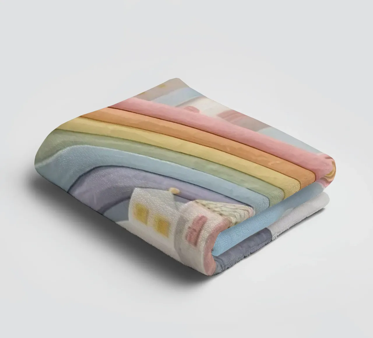 Fantasy Castle Scene with Rainbow and Clouds towel by DesignDoodle