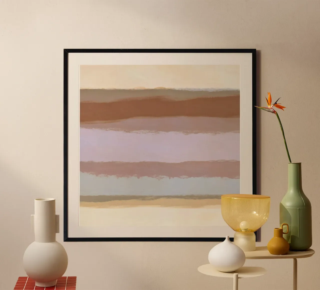 Strips 4D | Warm Neutral Pastels poster con telaio in plastica da sabidussi