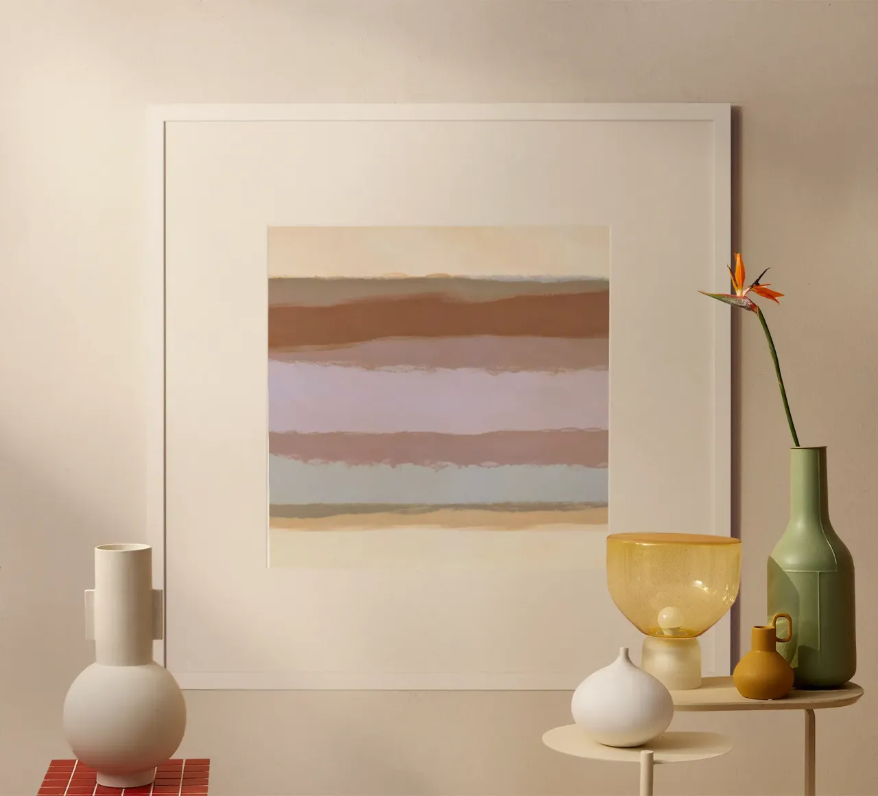 Strips 4D | Warm Neutral Pastels poster con telaio in plastica da sabidussi