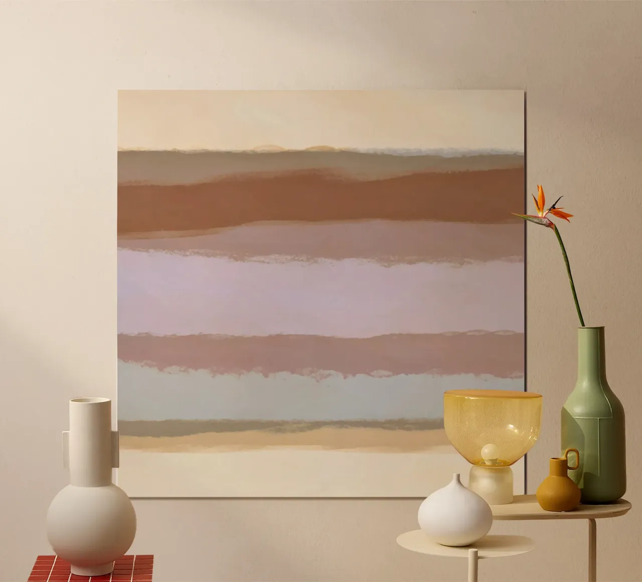 Strips 4D | Warm Neutral Pastels poster con telaio in plastica da sabidussi