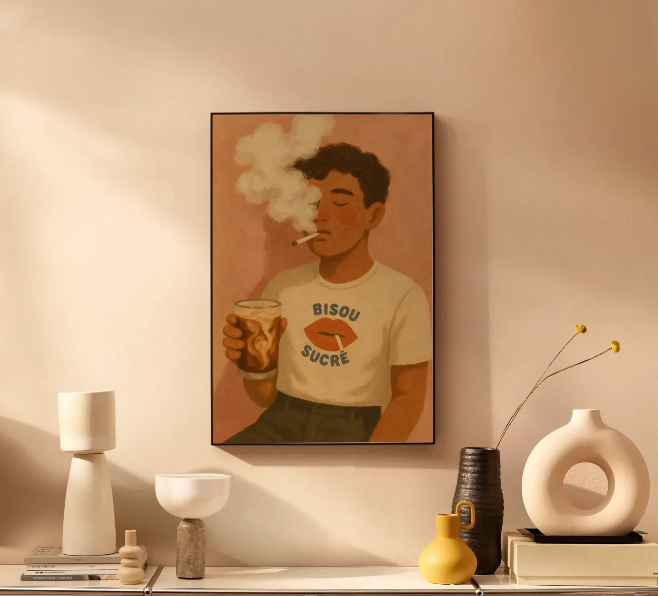 Man drinks Matcha alluminio dibond da PurePeachStudio