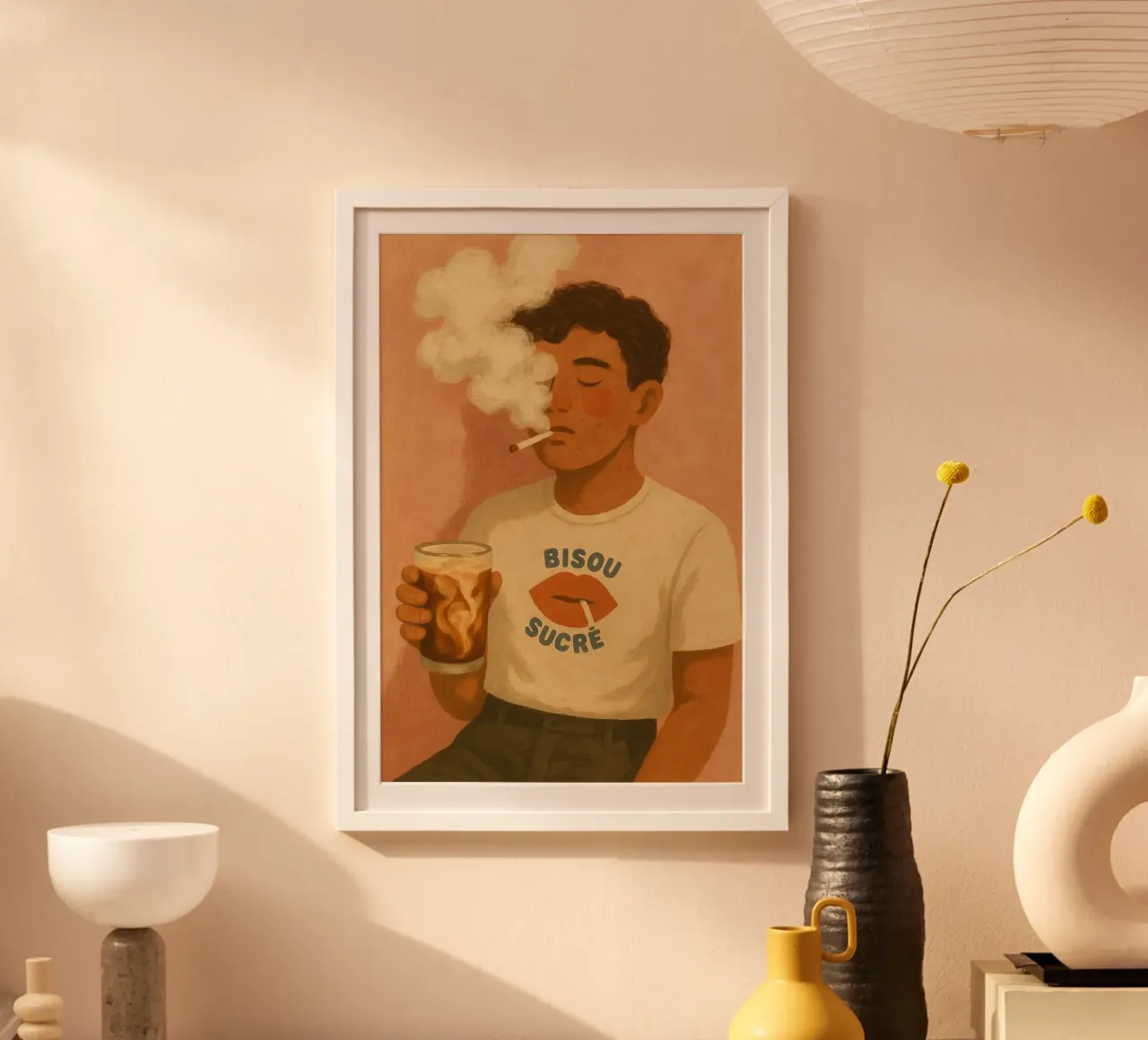 Man drinks Matcha carta hahnemühle da PurePeachStudio