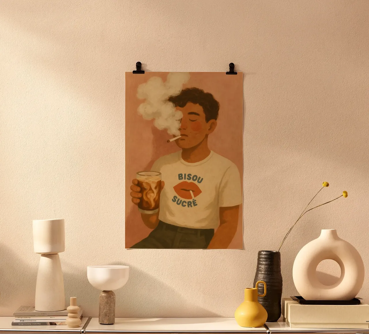 Man drinks Matcha carta hahnemühle da PurePeachStudio