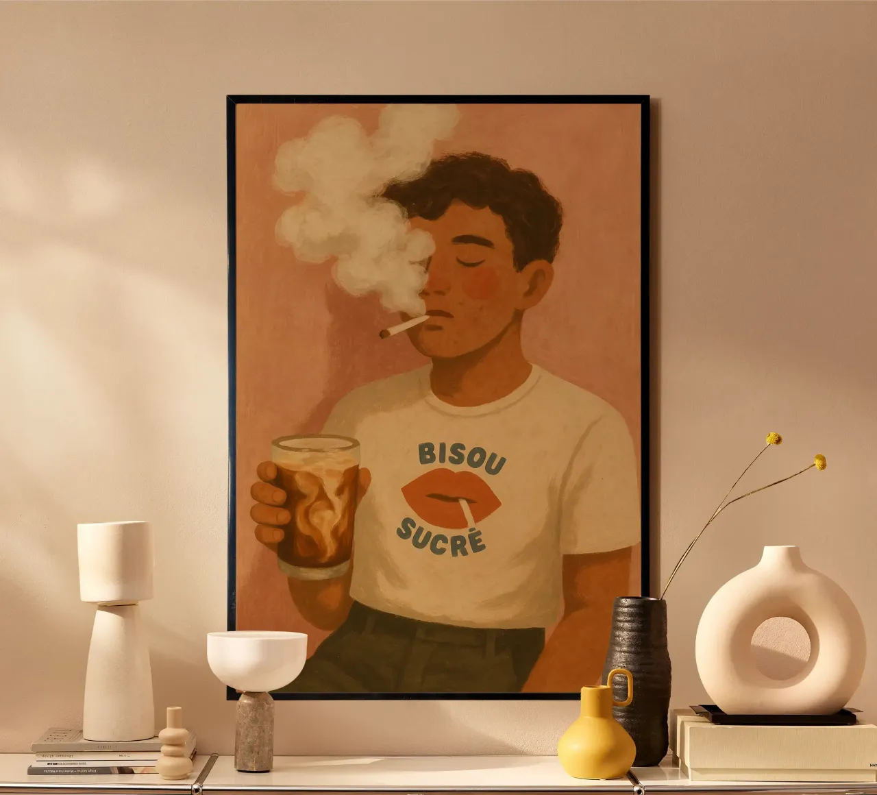 Man drinks Matcha carta hahnemühle da PurePeachStudio