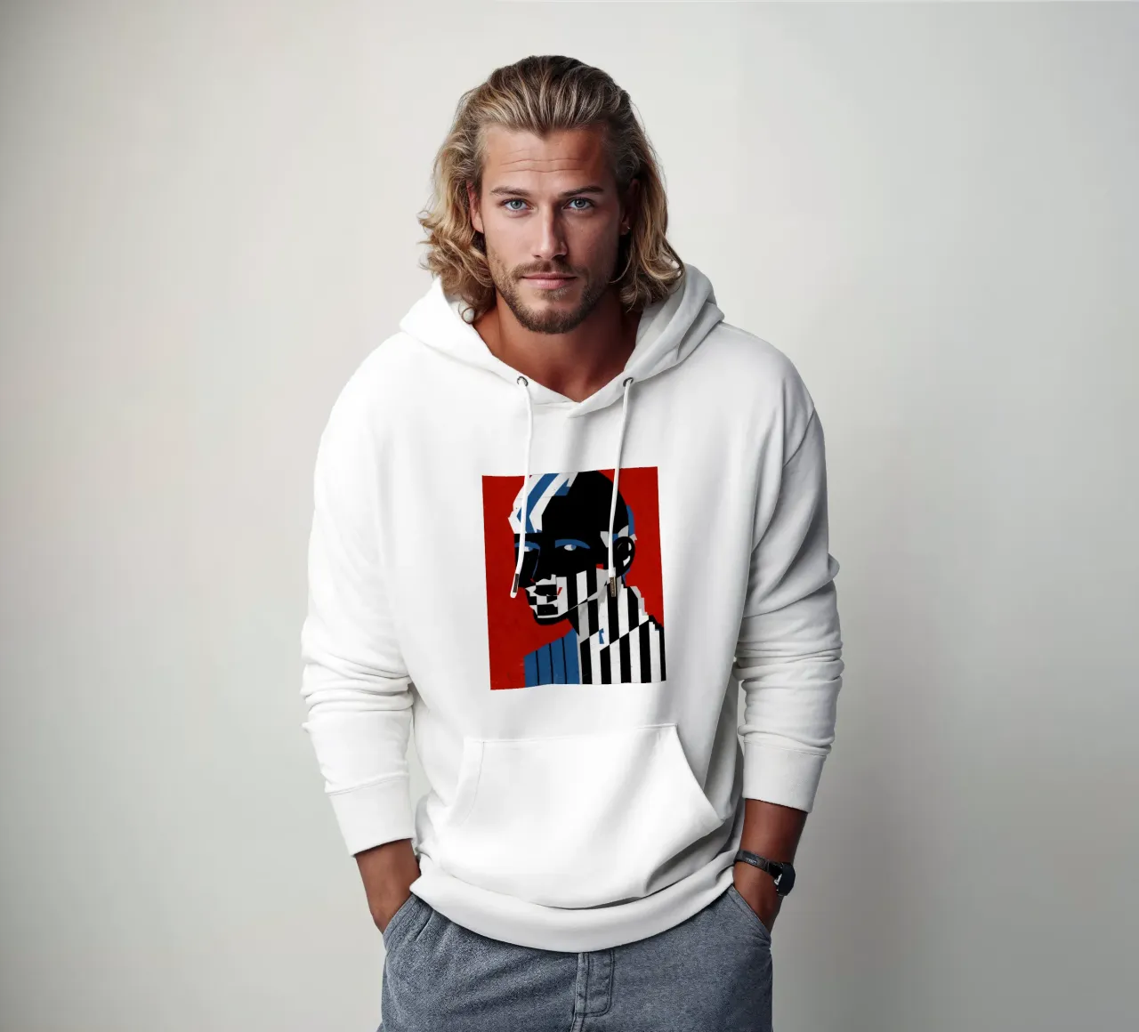 Striscia d'identità Op Art felpa con cappuccio da Katarsis Mann