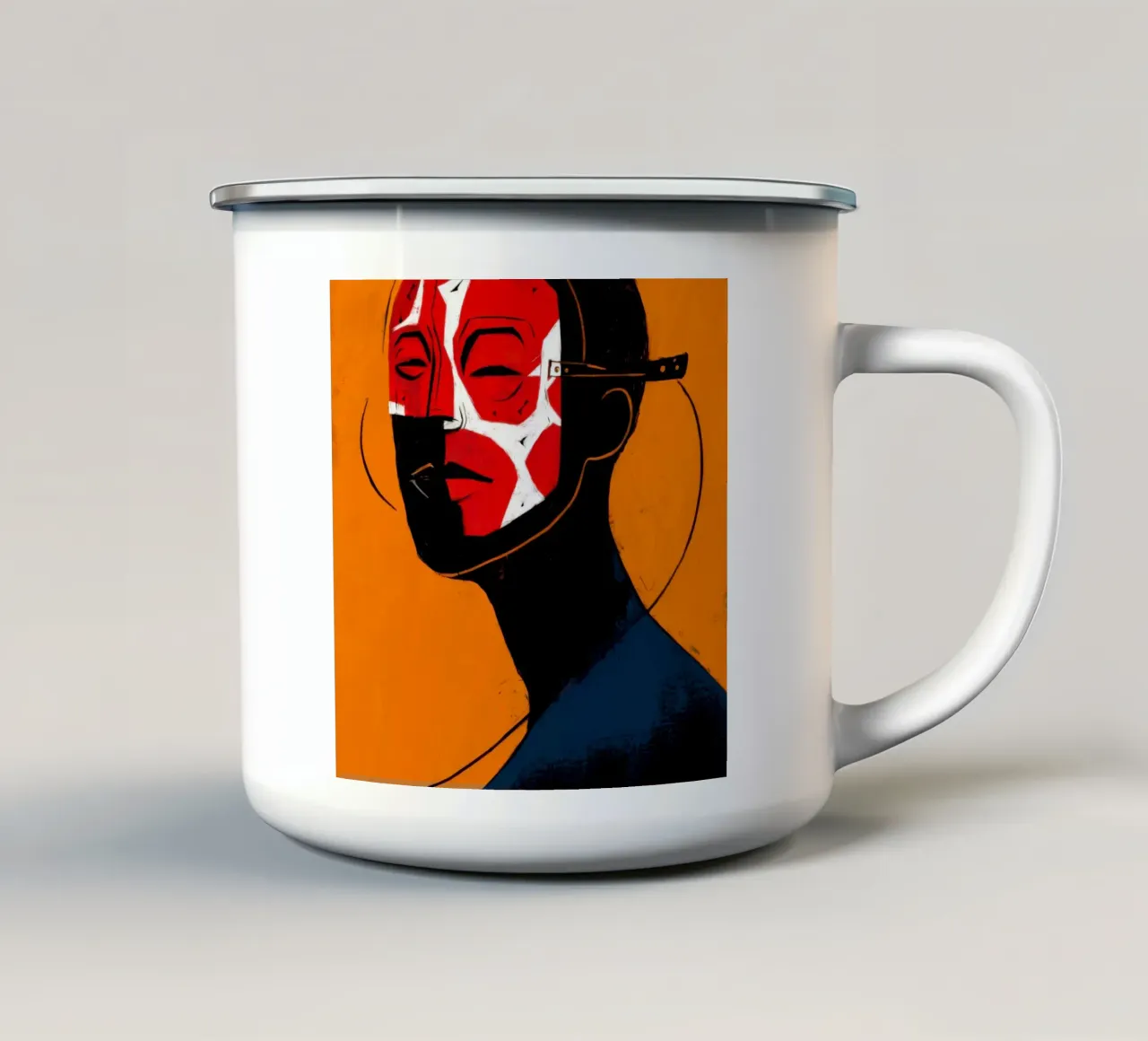 Emozioni mascherate rivelate tazza in smalto da Katarsis Mann
