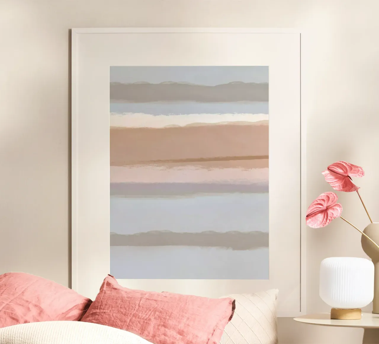 Strips 6A | Minimal Pastel Blues poster con telaio in plastica da sabidussi
