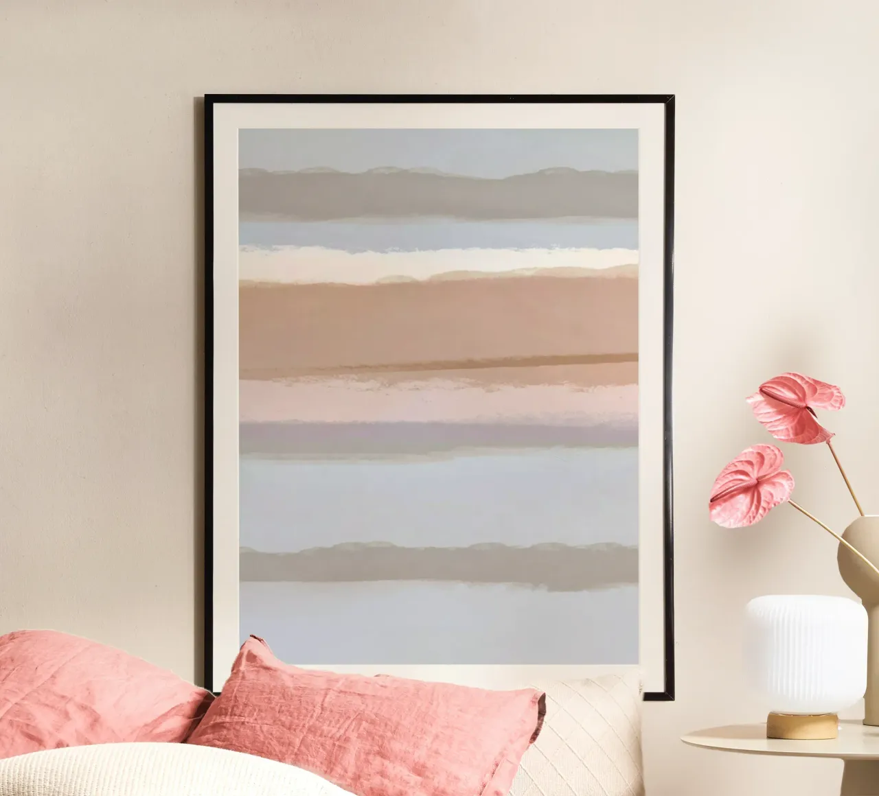 Strips 6A | Minimal Pastel Blues poster con telaio in plastica da sabidussi