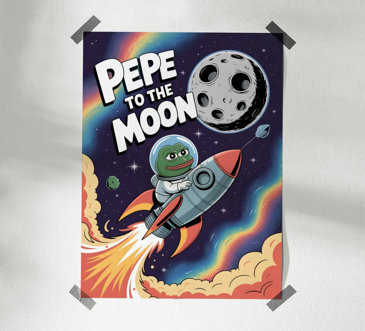 Pepe la rana sulla luna carta hahnemühle da Cyberpunk Canvas