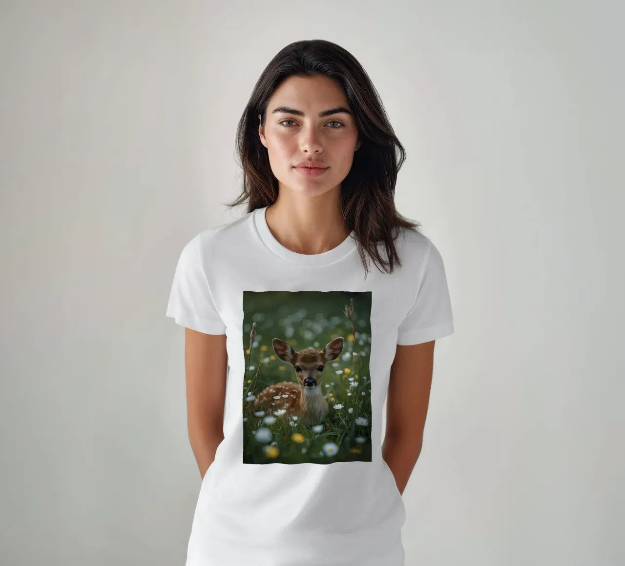 Un bel cerbiatto in un campo di fiori selvatici t-shirt da DesignDoodle
