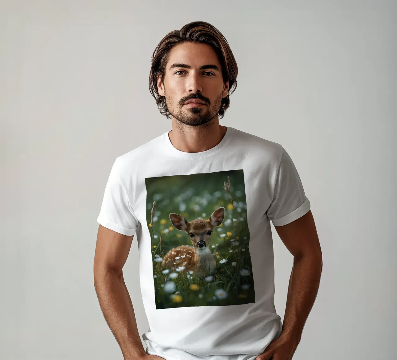 Un bel cerbiatto in un campo di fiori selvatici t-shirt da DesignDoodle
