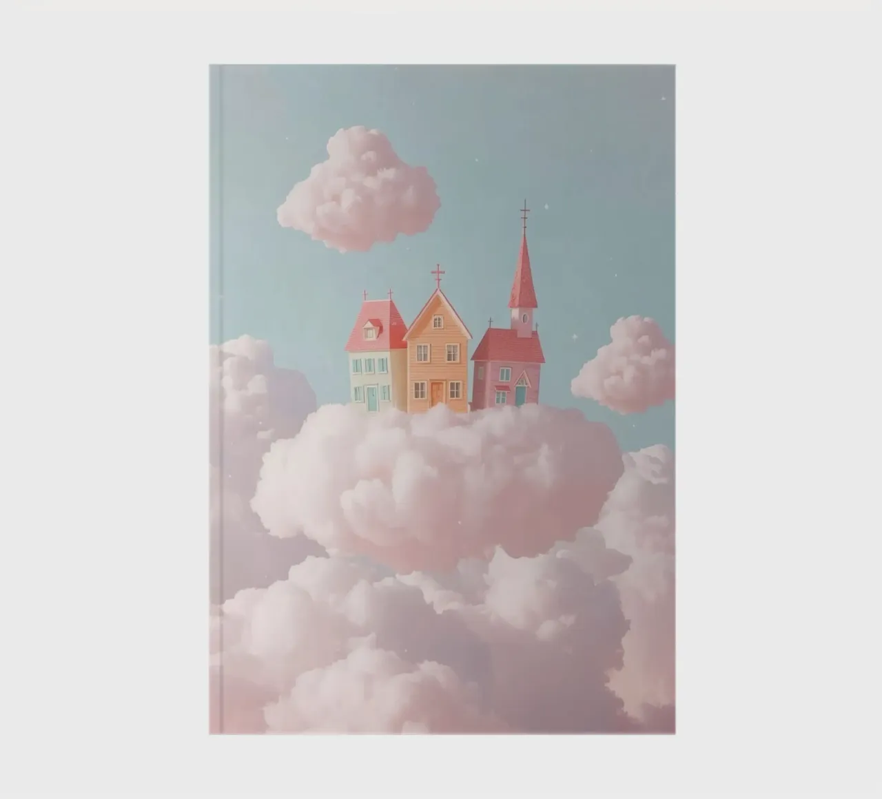 Cute Floating Village on Clouds notebook by DesignDoodle