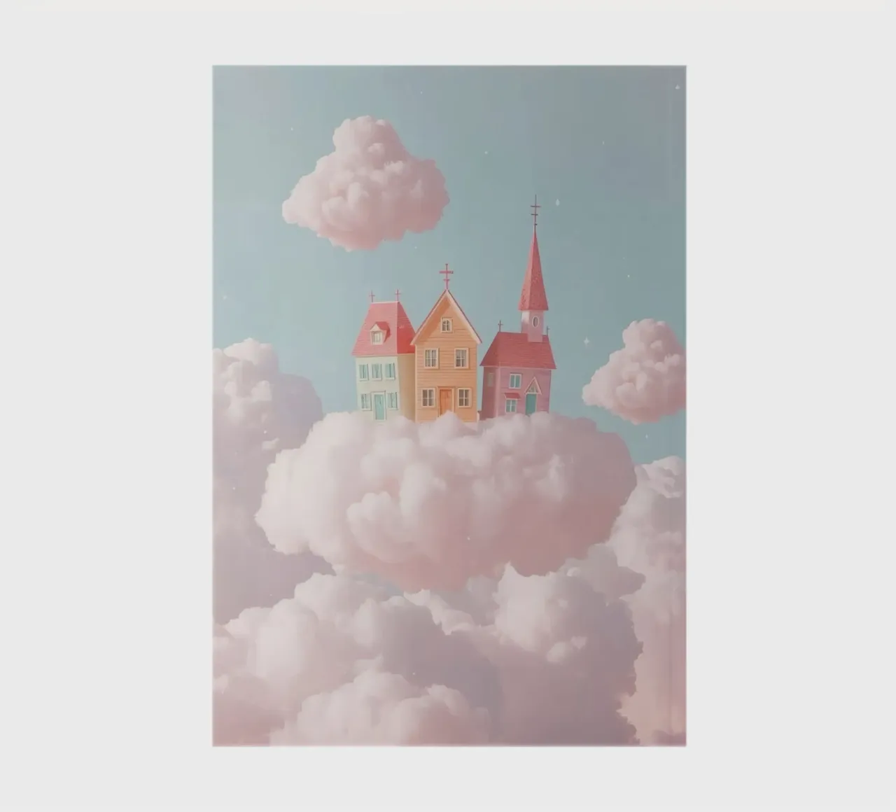 Cute Floating Village on Clouds notebook by DesignDoodle