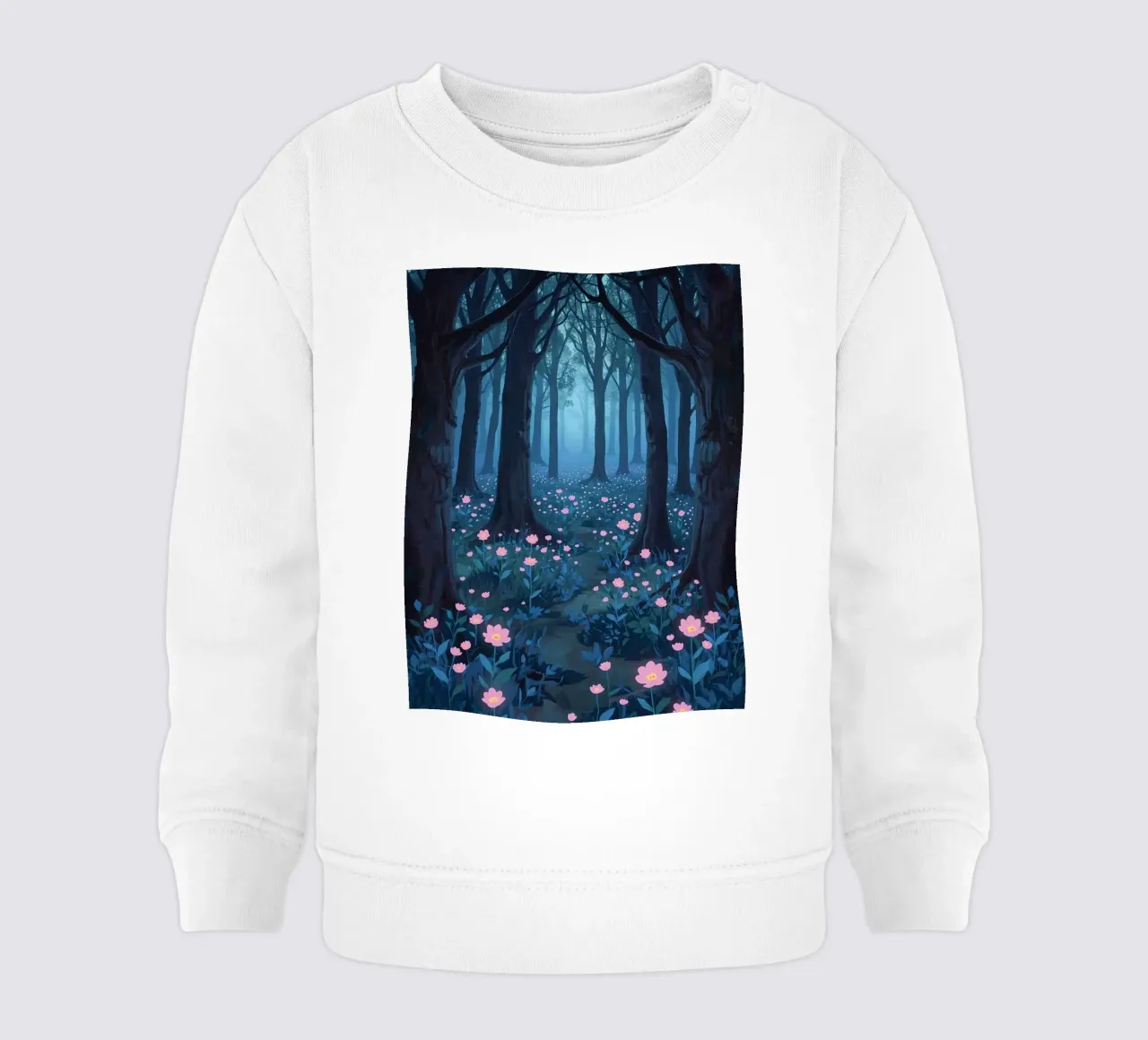 Sentiero forestale con fiori rosa e alberi scuri felpa neonato da DesignDoodle