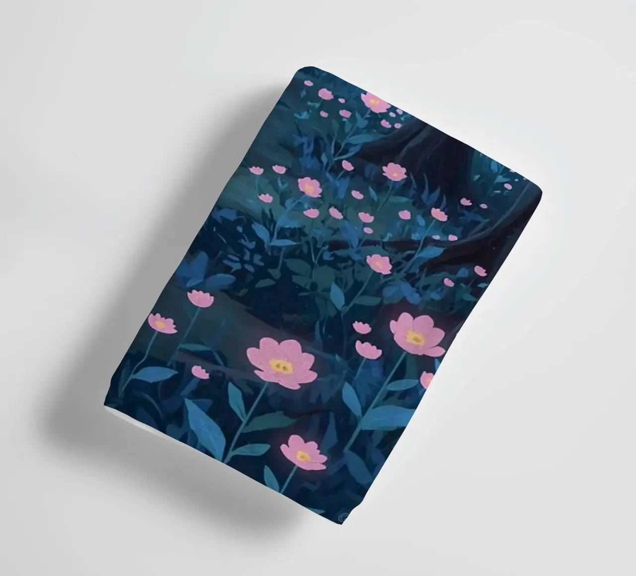 Forest path with pink flowers and dark trees towel by DesignDoodle