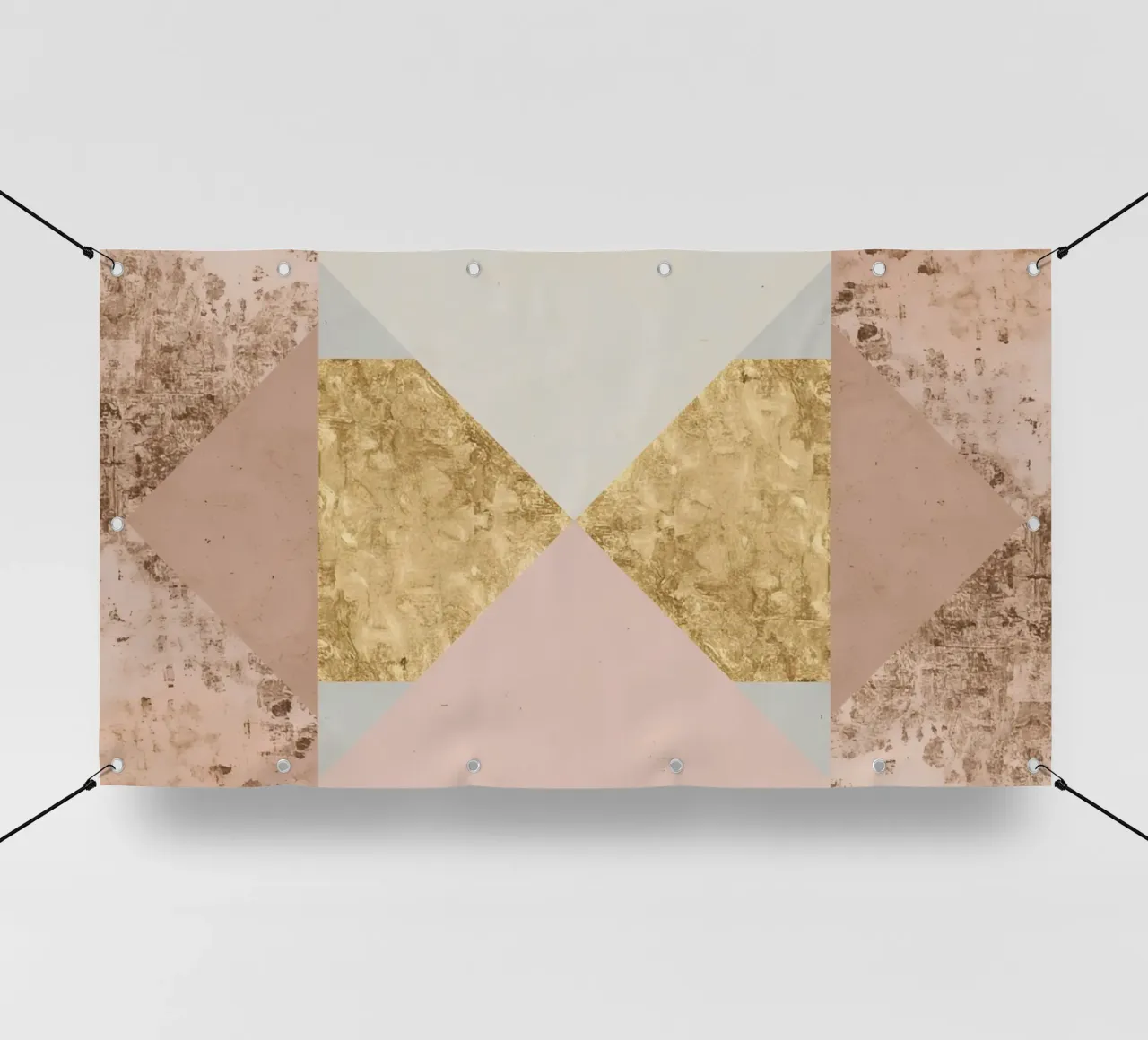 Composizione geometrica astratta con texture oro e grunge telo in pvc da DesignDoodle