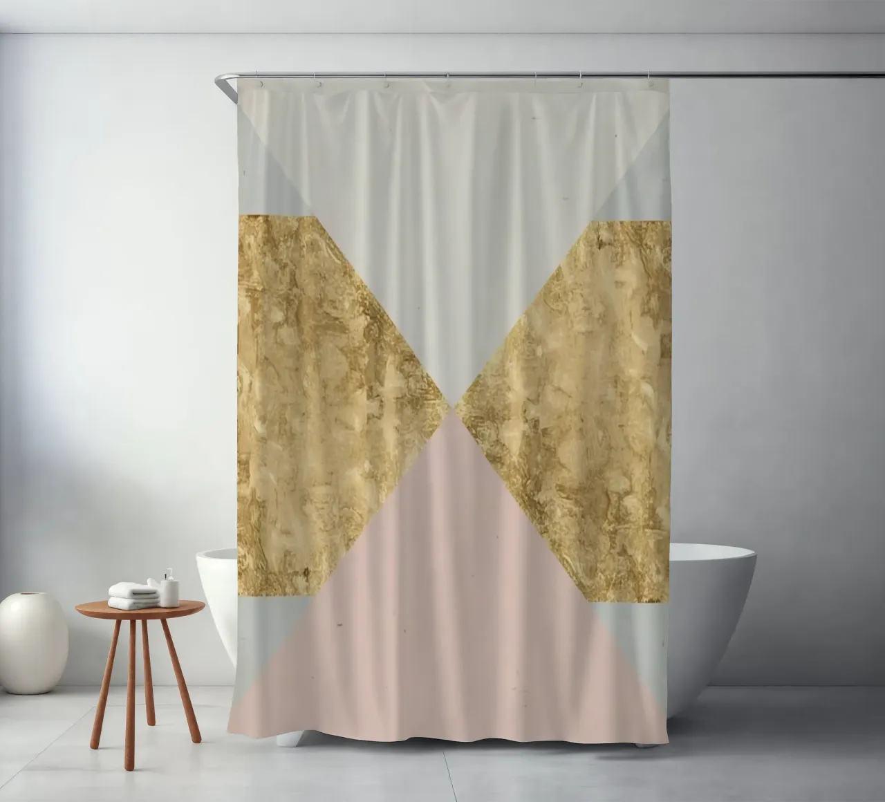 Composizione geometrica astratta con texture oro e grunge tenda da doccia da DesignDoodle