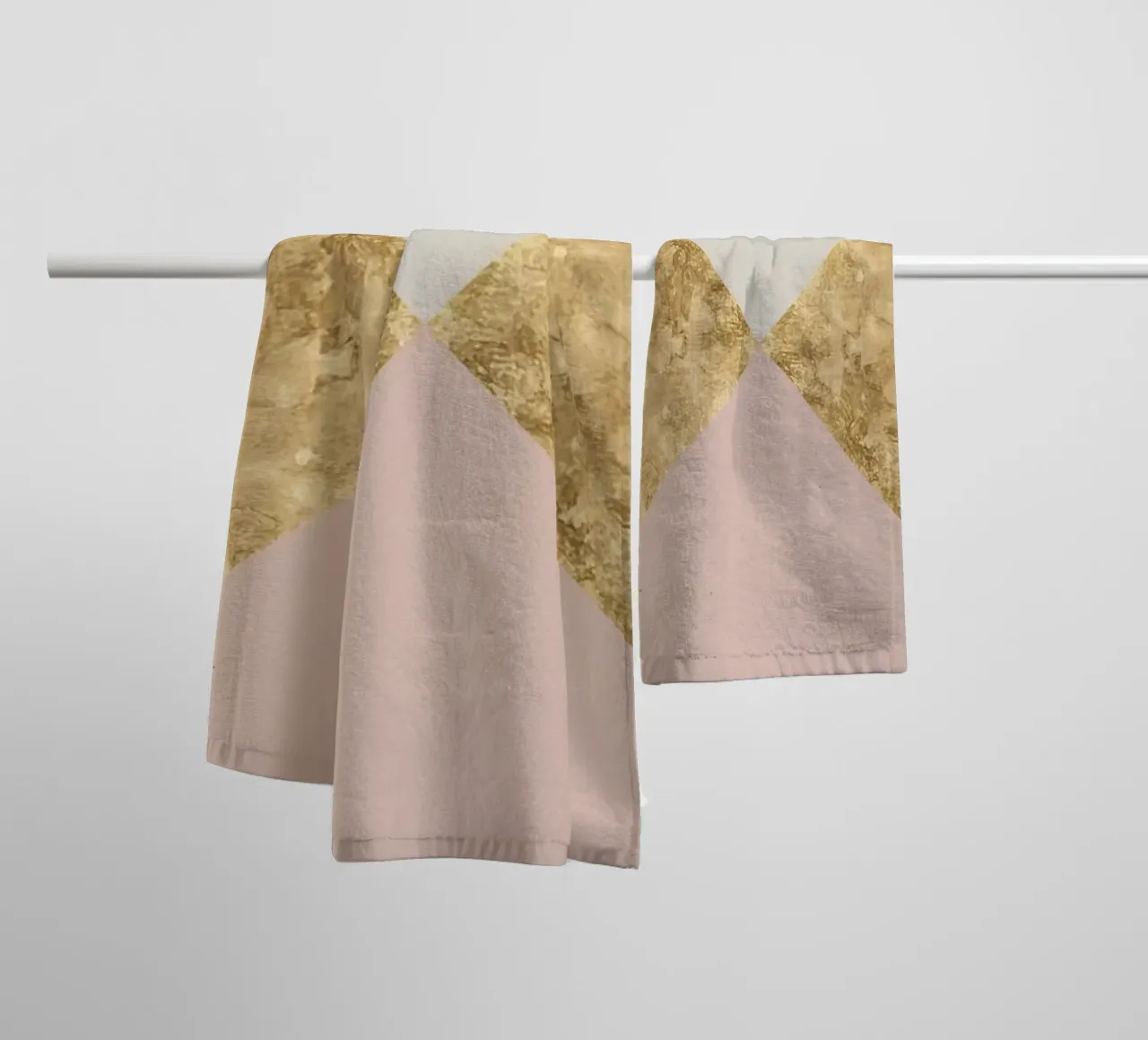 Abstract Geometric Composition with Gold and Grunge Textures towel by DesignDoodle