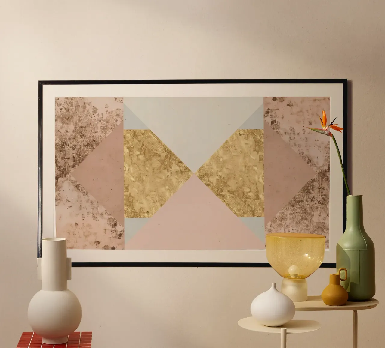 Composizione geometrica astratta con texture oro e grunge carta hahnemühle da DesignDoodle