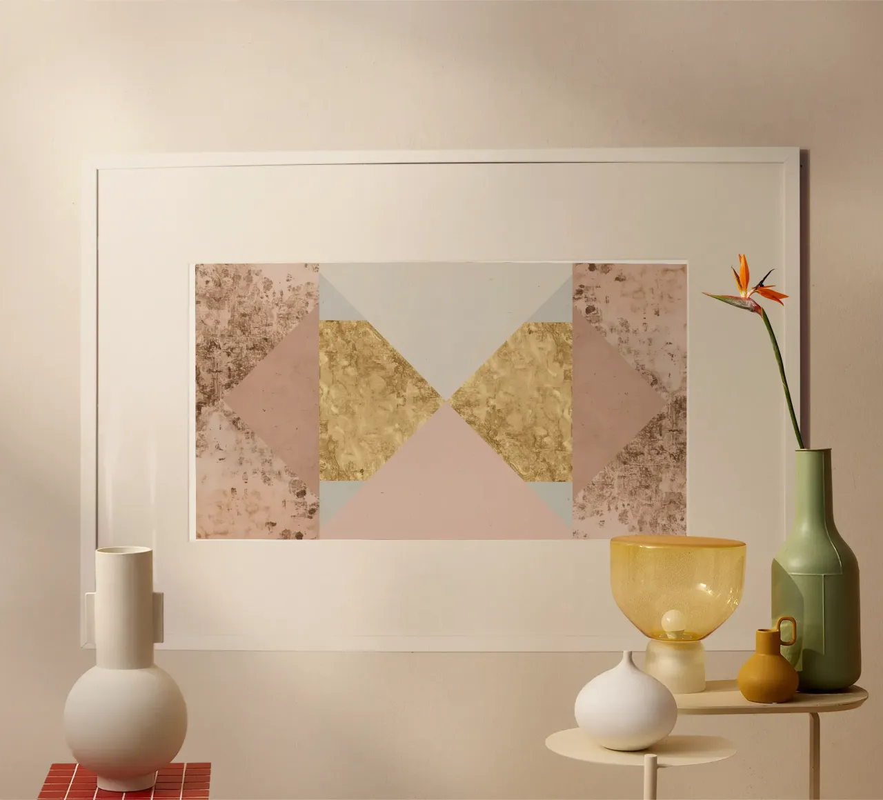 Composizione geometrica astratta con texture oro e grunge carta hahnemühle da DesignDoodle