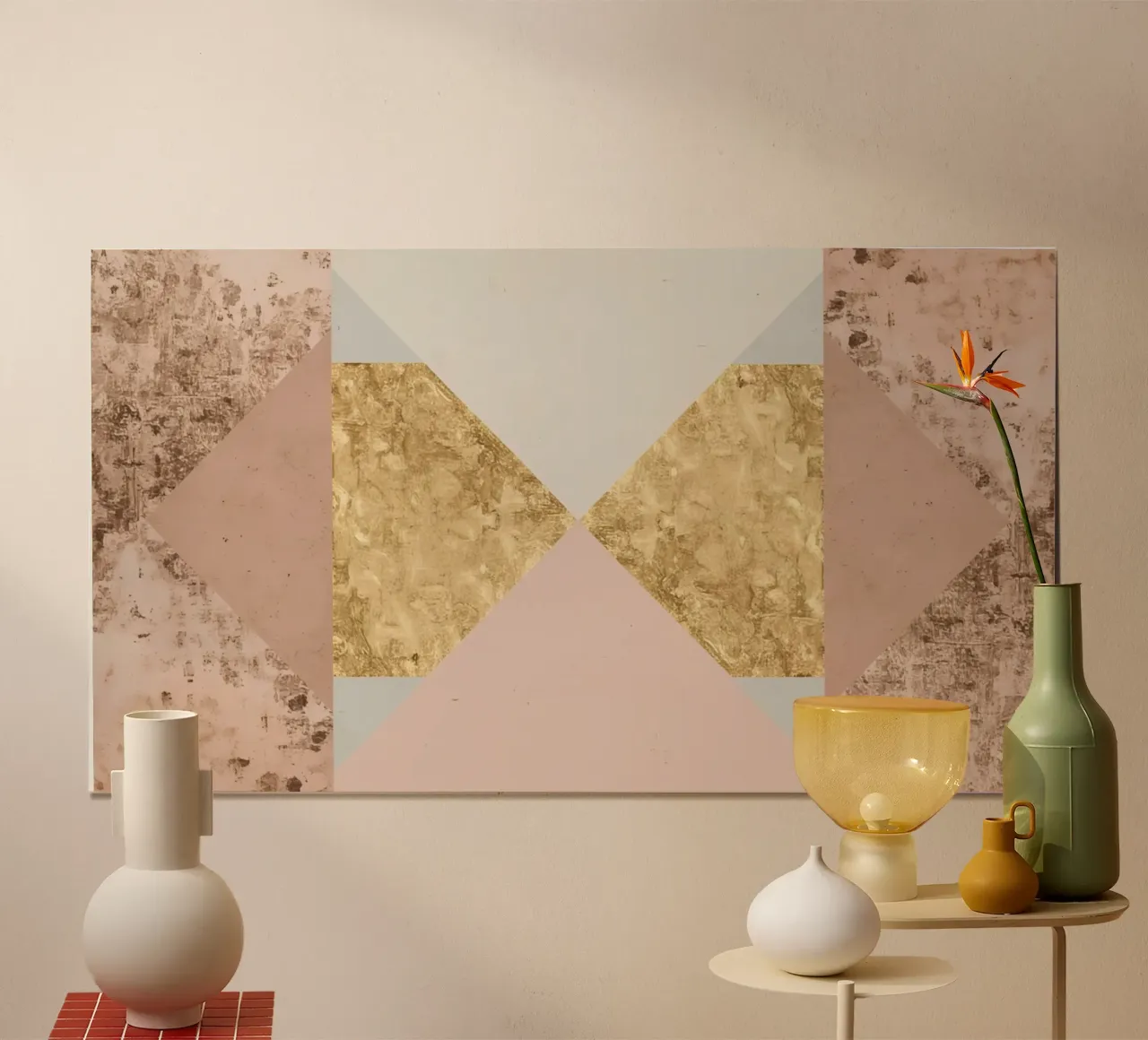 Composizione geometrica astratta con texture oro e grunge carta hahnemühle da DesignDoodle