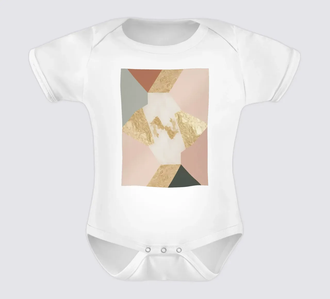 Abstract Geometric Pattern with Pastel Colors and Gold short-sleeve baby romper by DesignDoodle