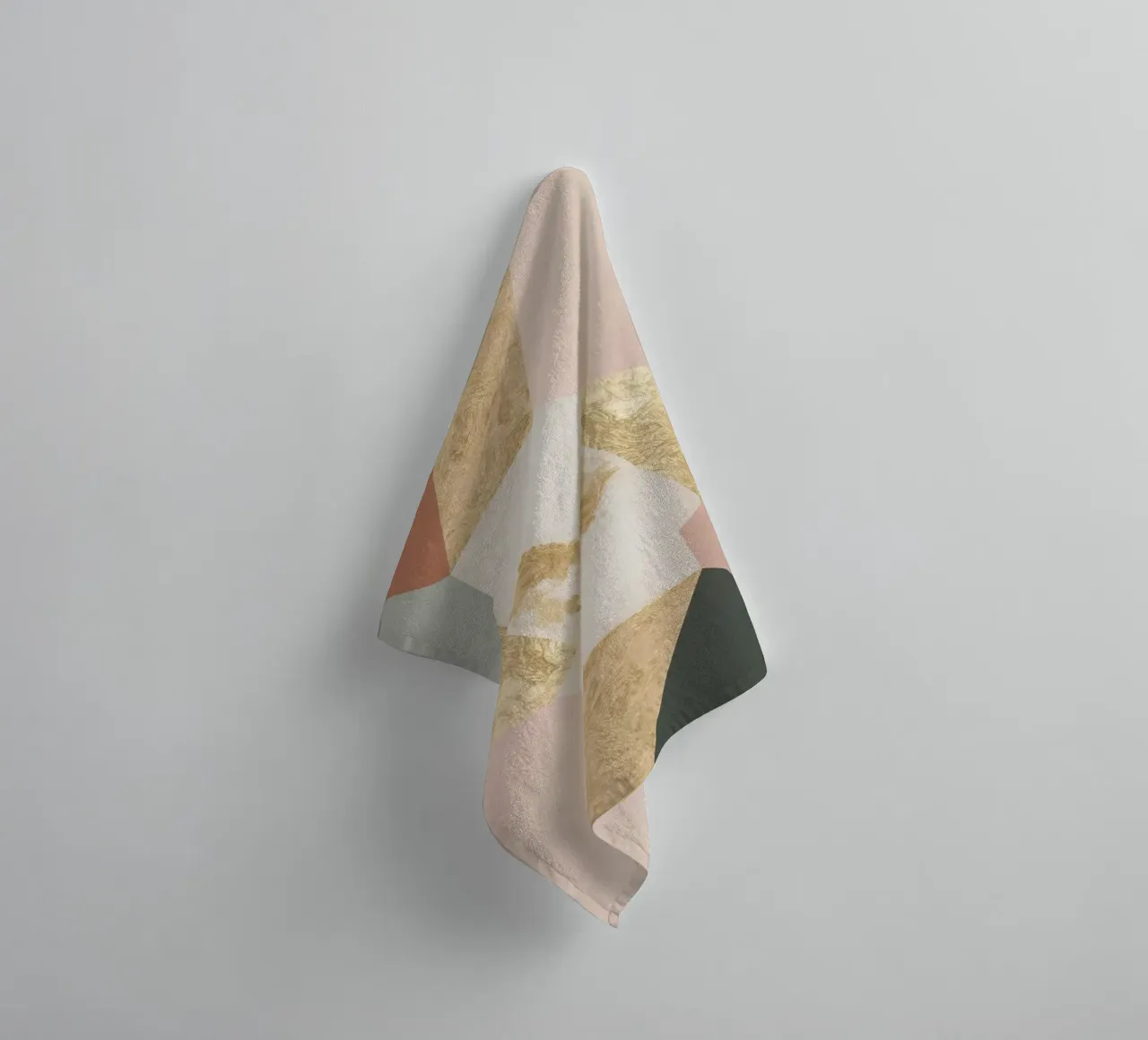 Abstract Geometric Pattern with Pastel Colors and Gold towel by DesignDoodle