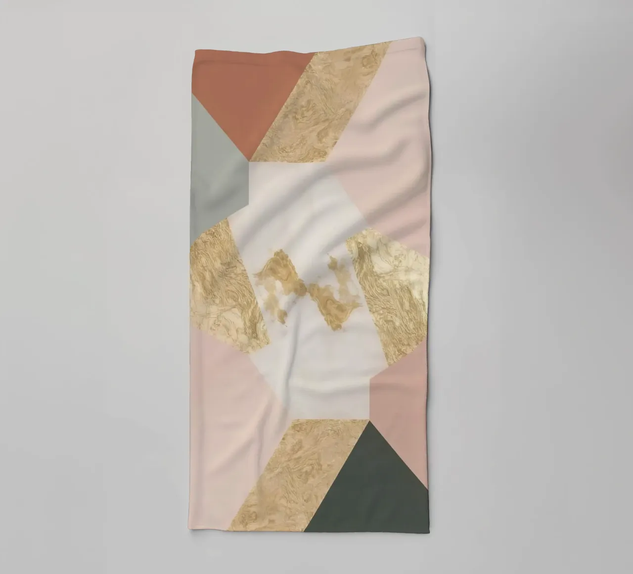 Abstract Geometric Pattern with Pastel Colors and Gold towel by DesignDoodle