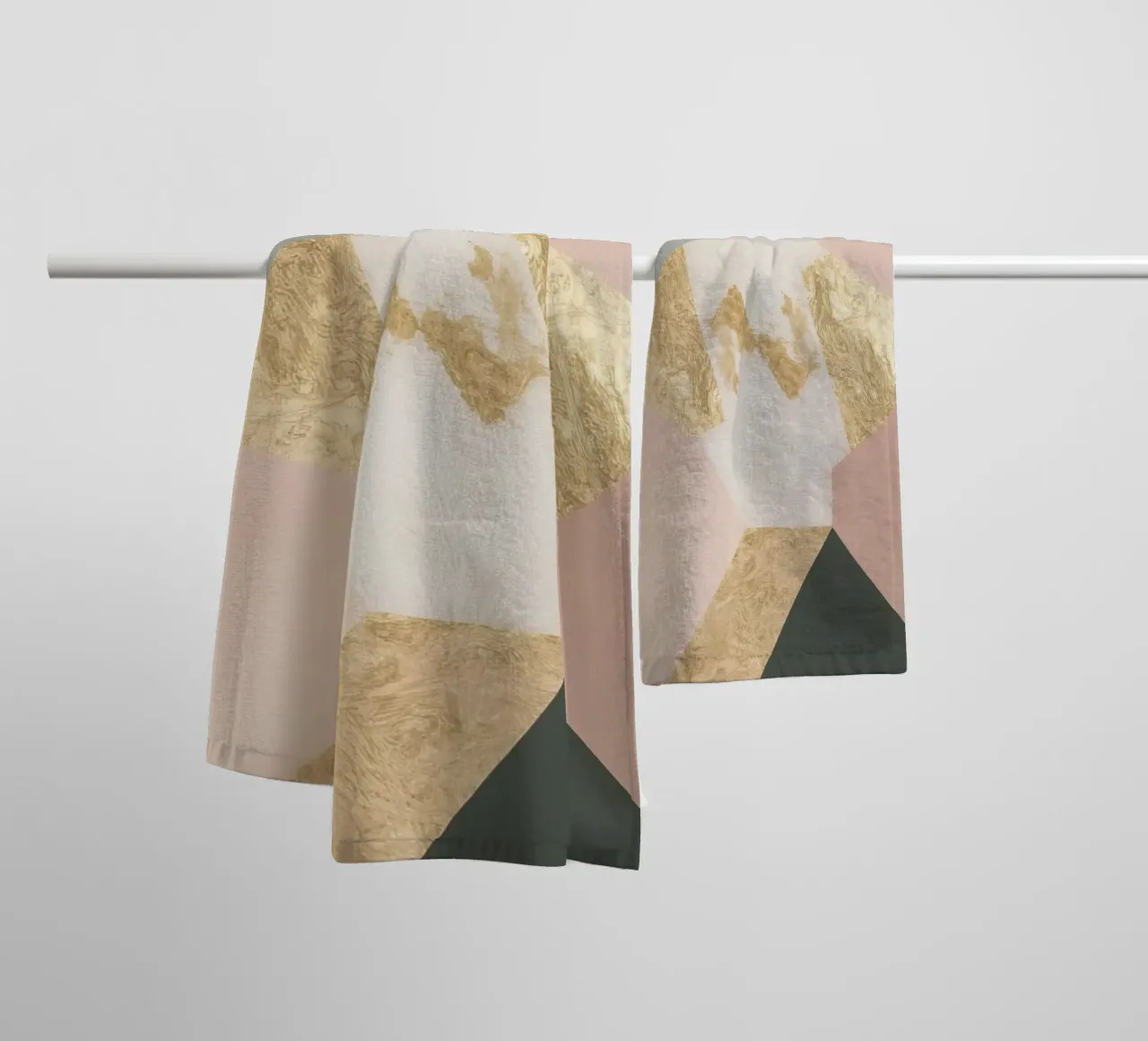 Abstract Geometric Pattern with Pastel Colors and Gold towel by DesignDoodle