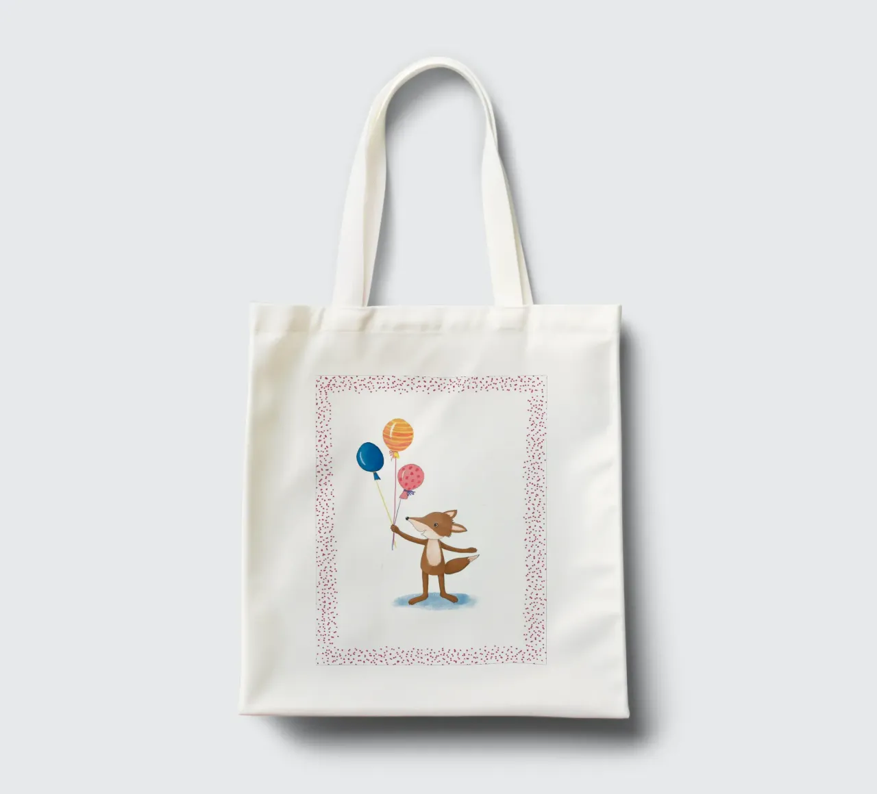 small fox with balloons tote bag by Farbwelten