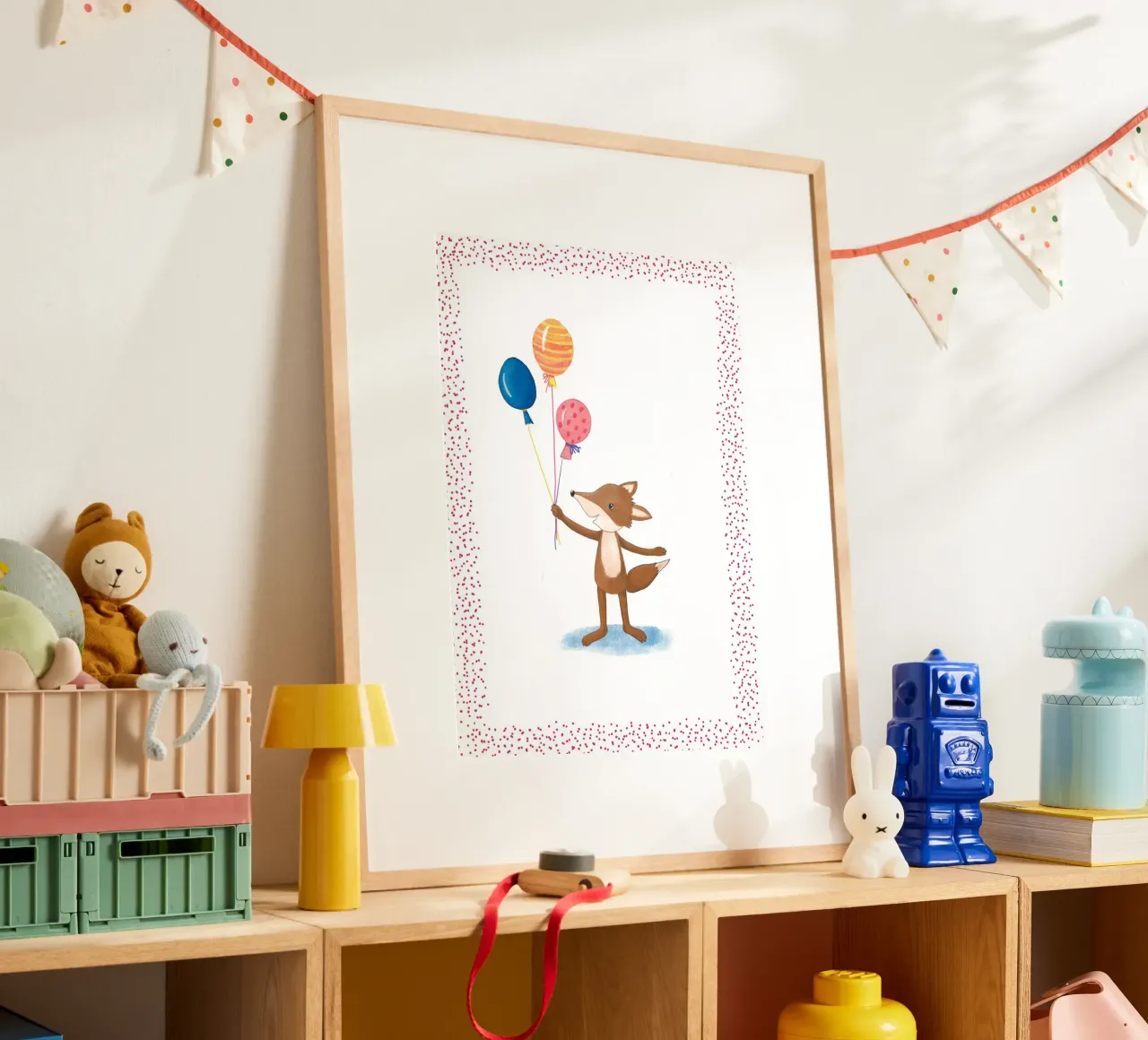 piccola volpe con palloncini carta hahnemühle da Farbwelten
