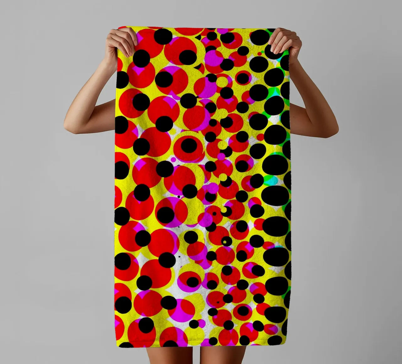 Vivid Geometric Rhythm Abstract Circle Composition towel by Abstract and Patterns