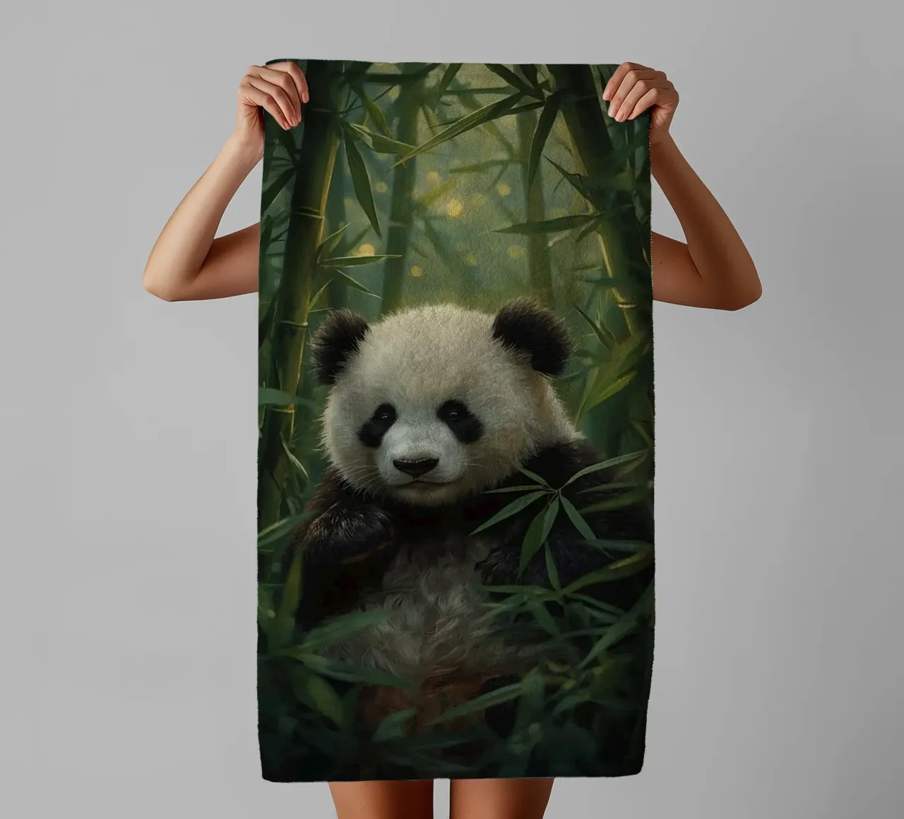 Panda géant dans une forêt de bambous serviette de bain de DesignDoodle