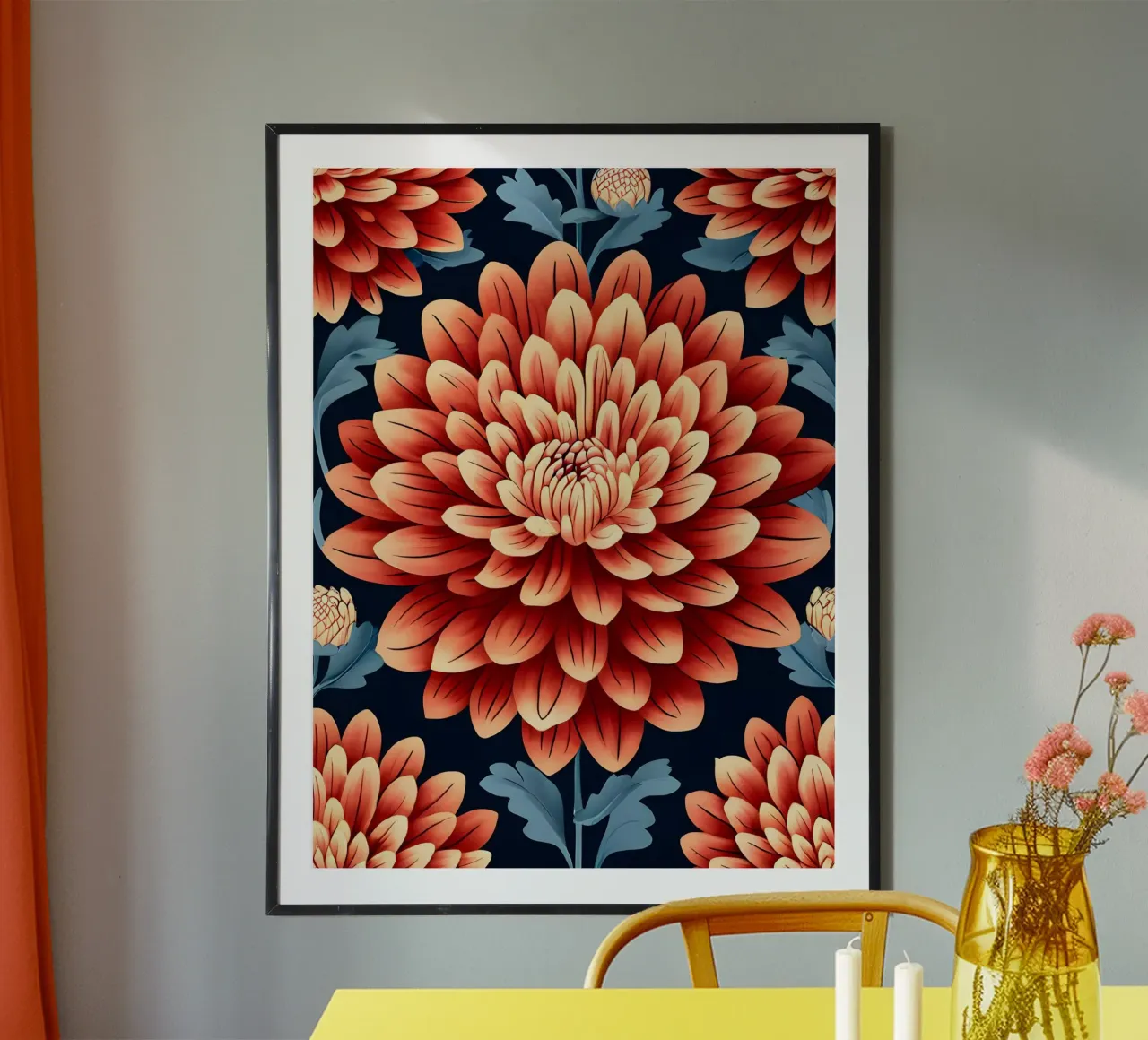 Lebendige Chrysantheme Wandteppich Poster von Artistic-shop