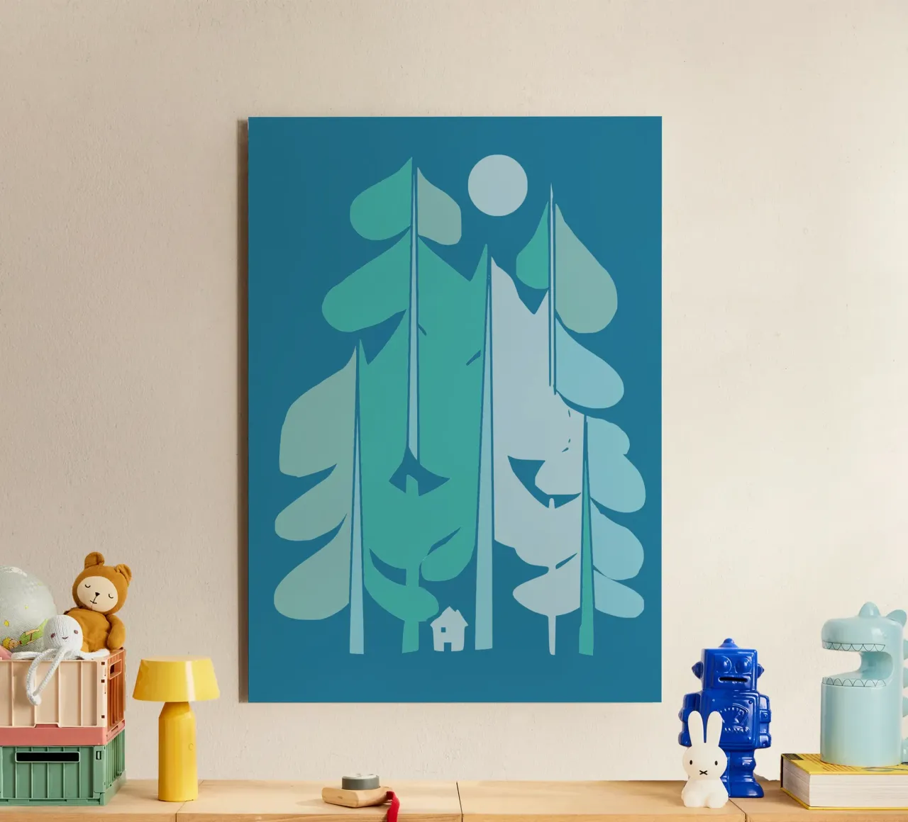 Un cottage in una foresta fredda alluminio dibond da Little Dean