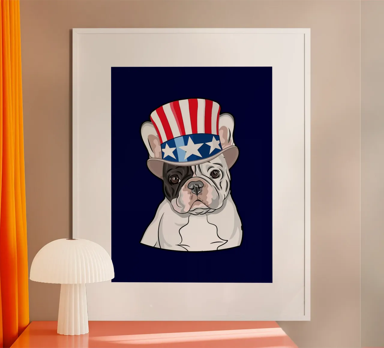 Bulldog francese con cappello patriottico carta hahnemühle da Wesley J Newsome