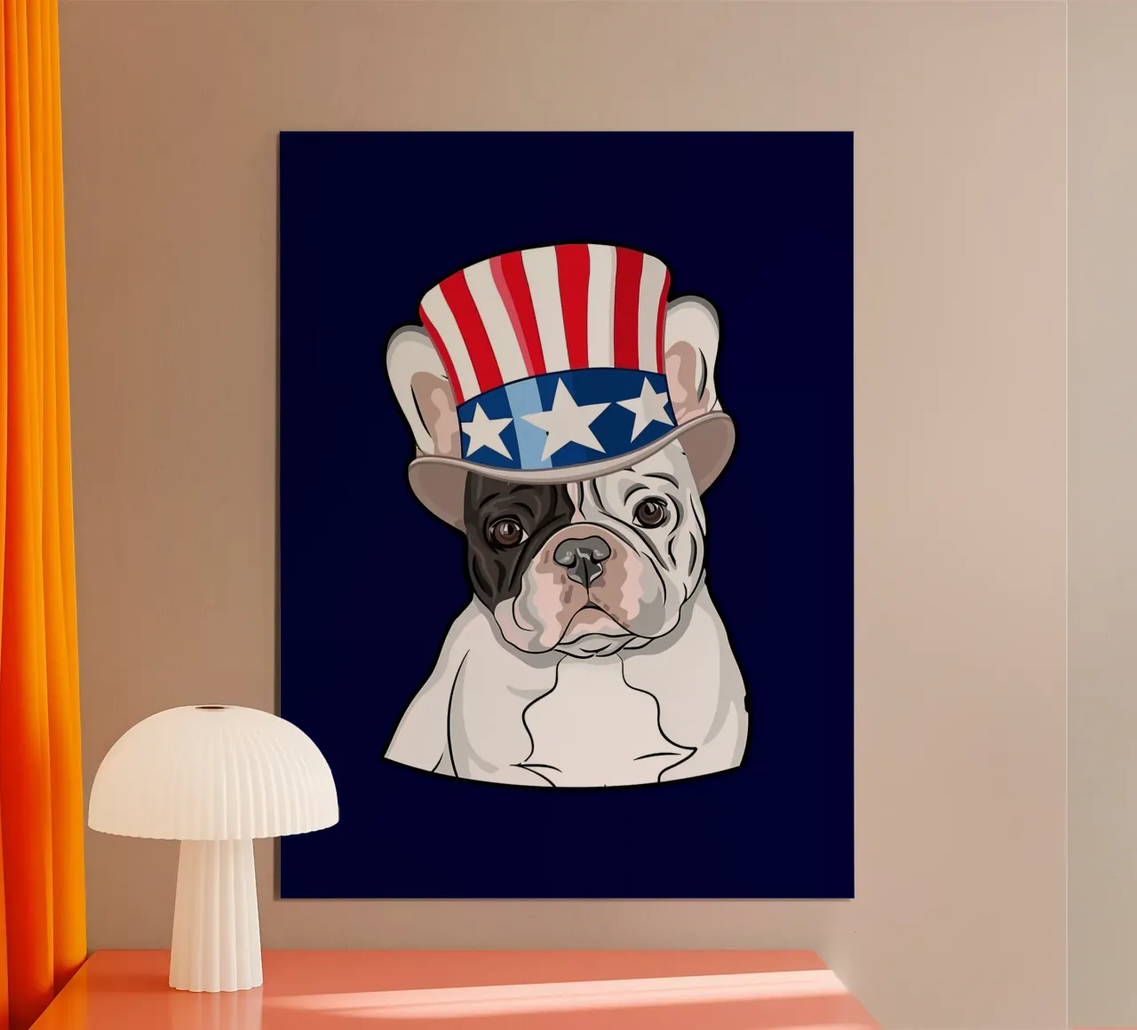 Bulldog francese con cappello patriottico carta hahnemühle da Wesley J Newsome