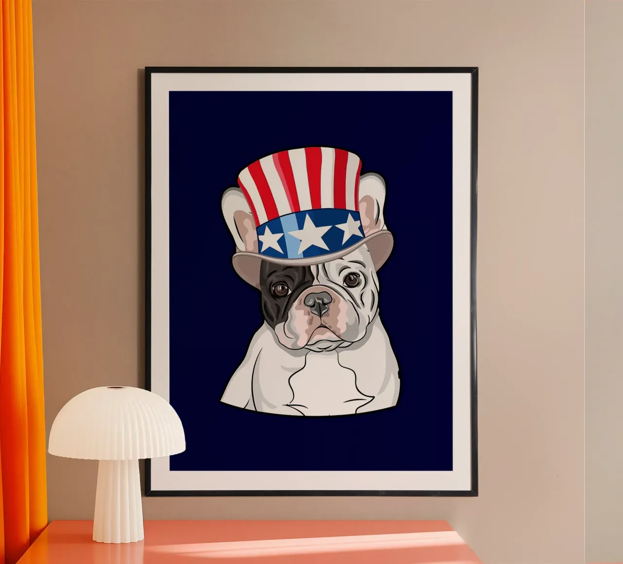 Bulldog francese con cappello patriottico carta hahnemühle da Wesley J Newsome