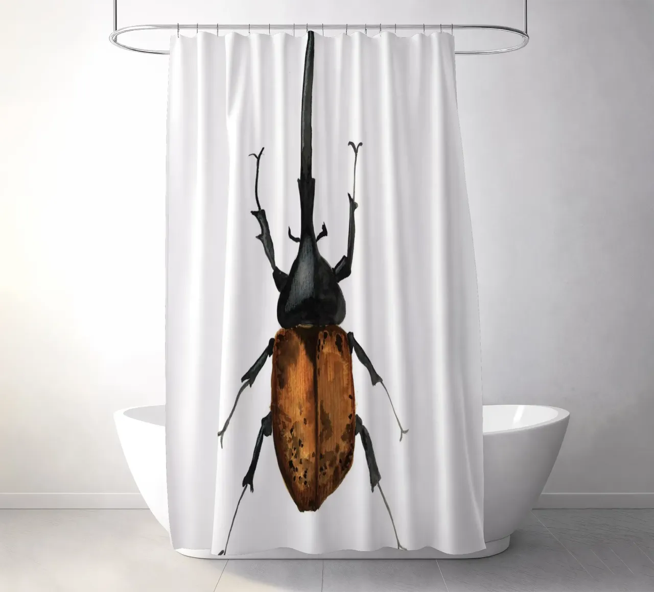 Dynastes Hercules Beetle cortina de baño de Nathys_illustration