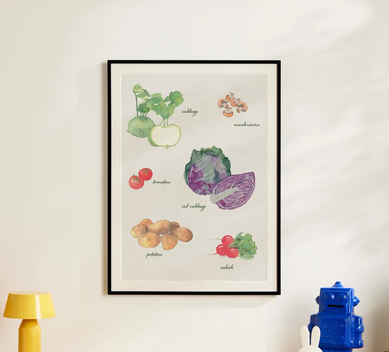 Vegetable varieties poster with plastic frame by Farbwelten