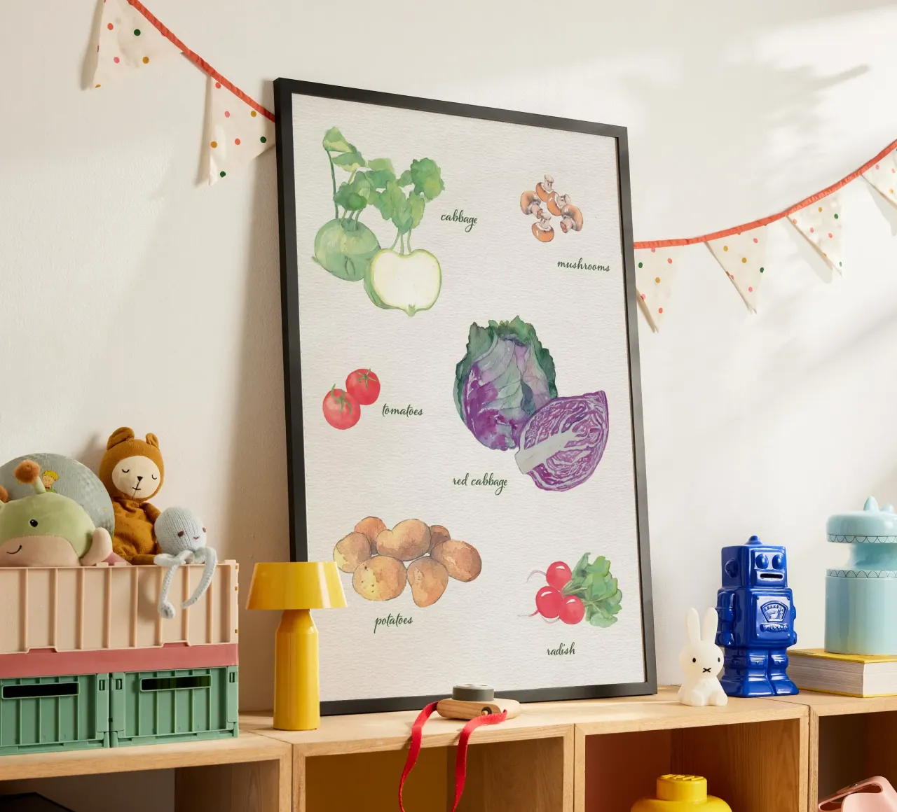 Vegetable varieties poster with plastic frame by Farbwelten